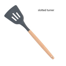 Load image into Gallery viewer, Wooden handle Silicone Spatula Turner Slotted spoon Ladle Spoon Spatula Spooula Spatula Basting brush Kitchenware Set Tool