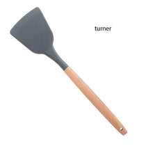 Load image into Gallery viewer, Wooden handle Silicone Spatula Turner Slotted spoon Ladle Spoon Spatula Spooula Spatula Basting brush Kitchenware Set Tool