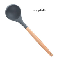 Load image into Gallery viewer, Wooden handle Silicone Spatula Turner Slotted spoon Ladle Spoon Spatula Spooula Spatula Basting brush Kitchenware Set Tool