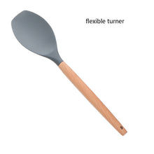 Load image into Gallery viewer, Wooden handle Silicone Spatula Turner Slotted spoon Ladle Spoon Spatula Spooula Spatula Basting brush Kitchenware Set Tool