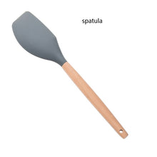 Load image into Gallery viewer, Wooden handle Silicone Spatula Turner Slotted spoon Ladle Spoon Spatula Spooula Spatula Basting brush Kitchenware Set Tool