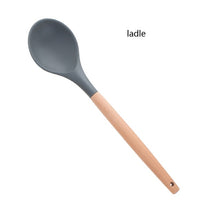 Load image into Gallery viewer, Wooden handle Silicone Spatula Turner Slotted spoon Ladle Spoon Spatula Spooula Spatula Basting brush Kitchenware Set Tool