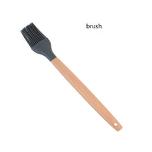 Load image into Gallery viewer, Wooden handle Silicone Spatula Turner Slotted spoon Ladle Spoon Spatula Spooula Spatula Basting brush Kitchenware Set Tool