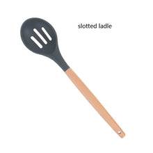 Load image into Gallery viewer, Wooden handle Silicone Spatula Turner Slotted spoon Ladle Spoon Spatula Spooula Spatula Basting brush Kitchenware Set Tool