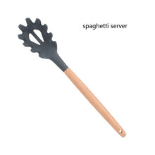 Load image into Gallery viewer, Wooden handle Silicone Spatula Turner Slotted spoon Ladle Spoon Spatula Spooula Spatula Basting brush Kitchenware Set Tool